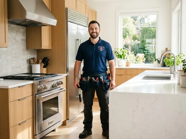 Appliance Repair Hero technician in a Audubon, NJ kitchen after an appliance repair